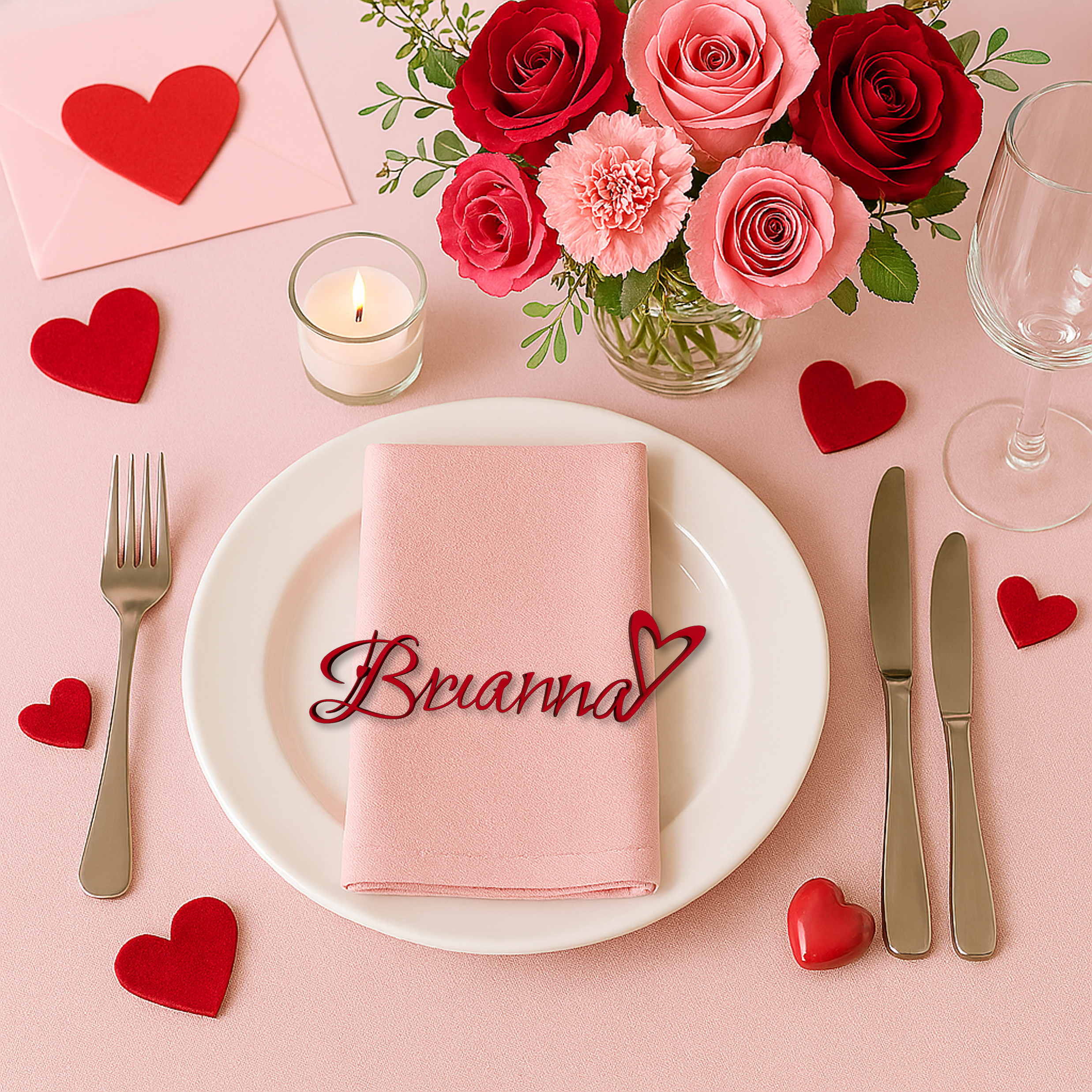 Personalized Heart Name Place Cards